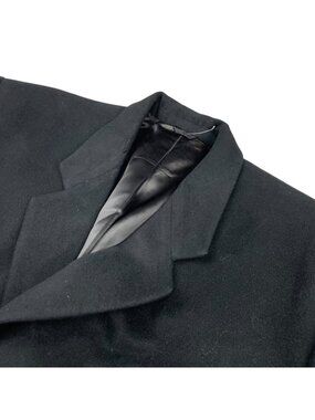 Holland & Sherry Men’s 100% Wool Trench Over Coat Black • 48L US | 58 EU